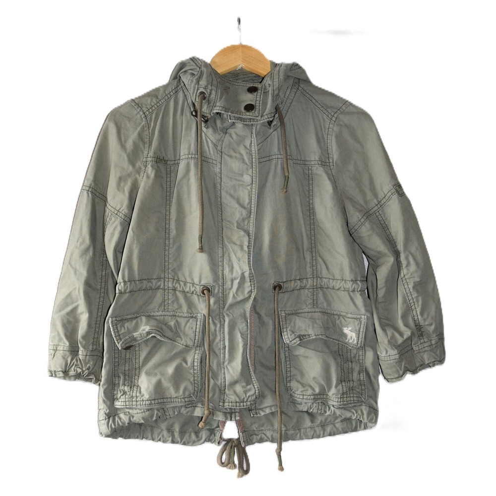 Abercrombie & Fitch Utility Field Jacket Womens M Olive Green Fishtail Hood